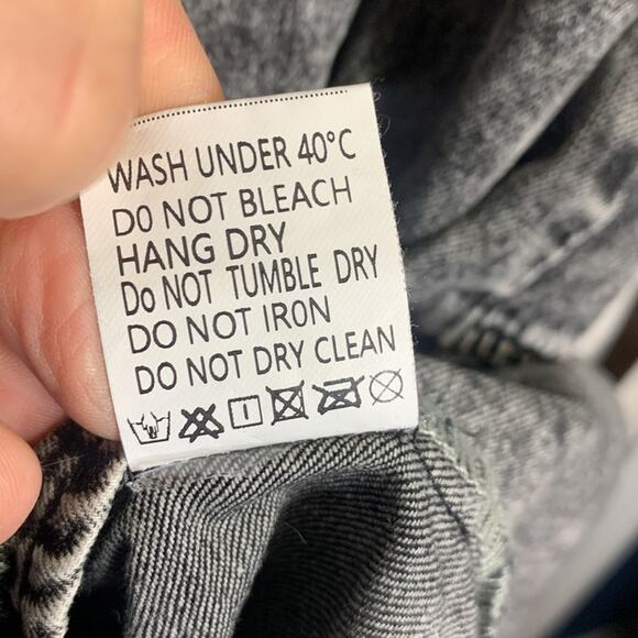 Charcoal Gray Black Acid Wash Button-down Short-sleeve Babydoll Dress W-672 Sz S - Picture 7 of 9